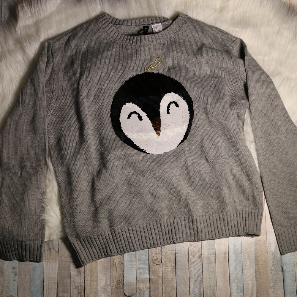 H&M SEQUINS KNIT GREY SWEATER